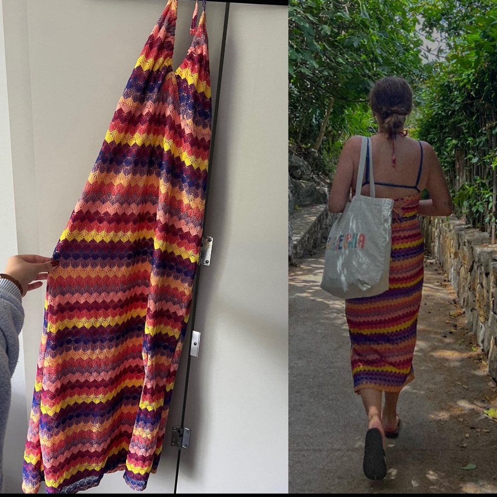 Target Midi Halter Colorful Crocet Dress